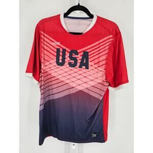 Mitre Elite Team USA Mens Sz L Soccer Jersey Red White Blue